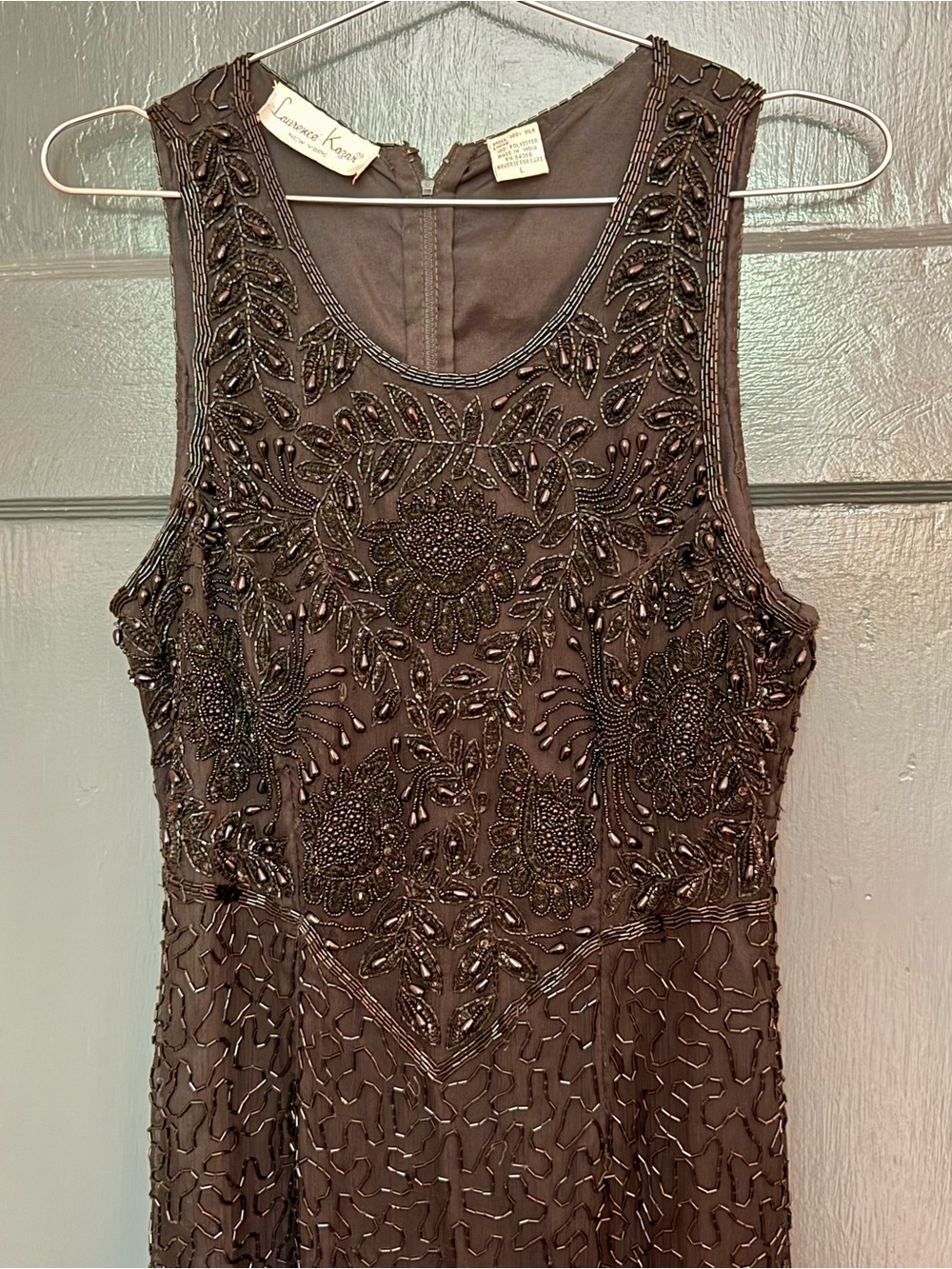 Vintage Laurence Kazar Beaded Silk Dress